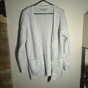 Madison Grey Speckled Open-Front Cardigan